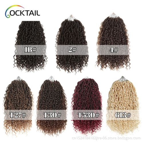 18" Goddess Locs Crochet Hair Extensions Synthetic Twist Braids Hair Locks Crochet braids For Women 24 Strands Golden